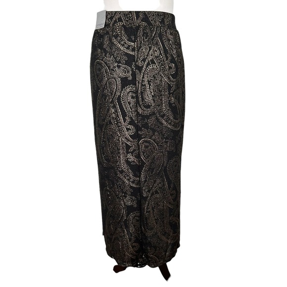 CATHERINES New Black Metallic Gold MAXI SKIRT 1X 18 20 Whimsigoth Witchy Sparkle - Picture 4 of 16